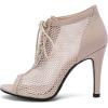 imageSHEMEE Womens Peep Toe Mesh Lace Up High Heels Ankle Booties Summer Fishnet Sandals Opentoe Stilettos Short BootiesBeige