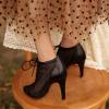 imageSHEMEE Womens Peep Toe Mesh Lace Up High Heels Ankle Booties Summer Fishnet Sandals Opentoe Stilettos Short BootiesBlack