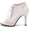 imageSHEMEE Womens Peep Toe Mesh Lace Up High Heels Ankle Booties Summer Fishnet Sandals Opentoe Stilettos Short BootiesWhite