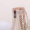 imageSHEMEE Womens Peep Toe Mesh Stiletto High Heels Ankle Boots Lace Up Summer Fishnet Opentoe Sandals Booties with Back ZipperBeige Pu 9cm Heel