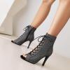 imageSHEMEE Womens Stiletto High Heels Peep Toe Ankle Booties Fashion Heeled Sandals Zipper Summer Short Boots LaceUp Dance ShoesBlack 1