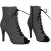 imageSHEMEE Womens Stiletto High Heels Peep Toe Ankle Booties Fashion Heeled Sandals Zipper Summer Short Boots LaceUp Dance ShoesBlack 1