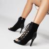 imageSHEMEE Womens Stiletto High Heels Peep Toe Ankle Booties Fashion Heeled Sandals Zipper Summer Short Boots LaceUp Dance ShoesBlack Suede