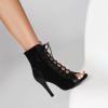 imageSHEMEE Womens Stiletto High Heels Peep Toe Ankle Booties Fashion Heeled Sandals Zipper Summer Short Boots LaceUp Dance ShoesBlack Suede