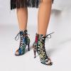 imageSHEMEE Womens Stiletto High Heels Peep Toe Ankle Booties Fashion Heeled Sandals Zipper Summer Short Boots LaceUp Dance ShoesColored Snake
