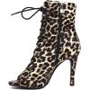 imageSHEMEE Womens Stiletto High Heels Peep Toe Ankle Booties Fashion Heeled Sandals Zipper Summer Short Boots LaceUp Dance ShoesLeopard