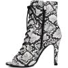 imageSHEMEE Womens Stiletto High Heels Peep Toe Ankle Booties Fashion Heeled Sandals Zipper Summer Short Boots LaceUp Dance ShoesWhite Snake