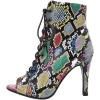 imageSHEMEE Womens Summer Peep Toe Stiletto High Heel Ankle Boots Lace Up Sandals BootiesColorful Snake Print