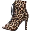 imageSHEMEE Womens Summer Peep Toe Stiletto High Heel Ankle Boots Lace Up Sandals BootiesLeopard