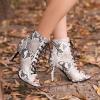 imageSHEMEE Womens Summer Peep Toe Stiletto High Heel Ankle Boots Lace Up Sandals BootiesSnake Print