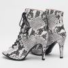 imageSHEMEE Womens Summer Peep Toe Stiletto High Heel Ankle Boots Lace Up Sandals BootiesSnake Print