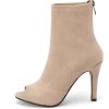 imageSHEMEE Womens Summer Peep Toe Stiletto High Heels Ankle Boots Faux Suede Open Toe Sandals Booties Shoes with Back ZipperApricot