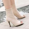 imageSHEMEE Womens Summer Peep Toe Stiletto High Heels Ankle Boots Faux Suede Open Toe Sandals Booties Shoes with Back ZipperApricot