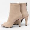 imageSHEMEE Womens Summer Peep Toe Stiletto High Heels Ankle Boots Faux Suede Open Toe Sandals Booties Shoes with Back ZipperApricot