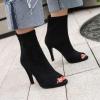 imageSHEMEE Womens Summer Peep Toe Stiletto High Heels Ankle Boots Faux Suede Open Toe Sandals Booties Shoes with Back ZipperBlack