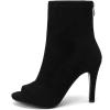 imageSHEMEE Womens Summer Peep Toe Stiletto High Heels Ankle Boots Faux Suede Open Toe Sandals Booties Shoes with Back ZipperBlack