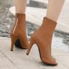 imageSHEMEE Womens Summer Peep Toe Stiletto High Heels Ankle Boots Faux Suede Open Toe Sandals Booties Shoes with Back ZipperBrown