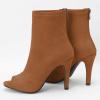 imageSHEMEE Womens Summer Peep Toe Stiletto High Heels Ankle Boots Faux Suede Open Toe Sandals Booties Shoes with Back ZipperBrown
