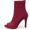 imageSHEMEE Womens Summer Peep Toe Stiletto High Heels Ankle Boots Faux Suede Open Toe Sandals Booties Shoes with Back ZipperBurgundy