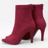 imageSHEMEE Womens Summer Peep Toe Stiletto High Heels Ankle Boots Faux Suede Open Toe Sandals Booties Shoes with Back ZipperBurgundy