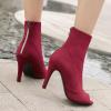 imageSHEMEE Womens Summer Peep Toe Stiletto High Heels Ankle Boots Faux Suede Open Toe Sandals Booties Shoes with Back ZipperBurgundy