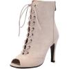 imageSHEMEE Womens Peep Open Toe Stiletto High Heels Ankle Boots Faux Suede Lace Up Summer Sandals Booties with Back Zip7cm Apricot