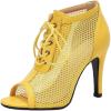 imageSHEMEE Womens Peep Toe Mesh Lace Up High Heels Ankle Booties Summer Fishnet Sandals Opentoe Stilettos Short BootiesYellow
