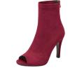 imageSHEMEE Womens Summer Peep Toe Stiletto High Heels Ankle Boots Faux Suede Open Toe Sandals Booties Shoes with Back ZipperBurgundy