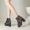 imageSHEMEE Peep Toe Glitter Ankle Boots for Women Chunky High Heeled Sandals Sparkly Sequin Block Heels Summer Booties with ZipperMulticolor