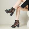 imageSHEMEE Peep Toe Glitter Ankle Boots for Women Chunky High Heeled Sandals Sparkly Sequin Block Heels Summer Booties with ZipperMulticolor