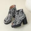 imageSHEMEE Peep Toe Glitter Ankle Boots for Women Chunky High Heeled Sandals Sparkly Sequin Block Heels Summer Booties with ZipperSilver