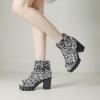 imageSHEMEE Peep Toe Glitter Ankle Boots for Women Chunky High Heeled Sandals Sparkly Sequin Block Heels Summer Booties with ZipperSilver