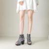 imageSHEMEE Peep Toe Glitter Ankle Boots for Women Chunky High Heeled Sandals Sparkly Sequin Block Heels Summer Booties with ZipperSilver