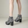 imageSHEMEE Peep Toe Glitter Ankle Boots for Women Chunky High Heeled Sandals Sparkly Sequin Block Heels Summer Booties with ZipperSilver