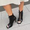 imageSHEMEE Womens High Heeled Sandals Square Open Toe Laced Zipper Stiletto Heels Ankle Booties Dance Party Dress ShoesBlack