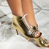 imageSHEMEE Womens High Heeled Sandals Square Open Toe Laced Zipper Stiletto Heels Ankle Booties Dance Party Dress ShoesGold
