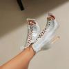 imageSHEMEE Womens High Heeled Sandals Square Open Toe Laced Zipper Stiletto Heels Ankle Booties Dance Party Dress ShoesSilver