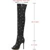 imageSHEMEE Womens Peep Toe Denim Boots Stiletto Heels Summer Zipper Jeans Boot High Heeled Sandals ShoesLong Black