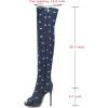 imageSHEMEE Womens Peep Toe Denim Boots Stiletto Heels Summer Zipper Jeans Boot High Heeled Sandals ShoesLong Blue