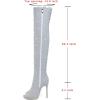 imageSHEMEE Womens Peep Toe Denim Boots Stiletto Heels Summer Zipper Jeans Boot High Heeled Sandals ShoesLong Off White