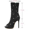 imageSHEMEE Womens Peep Toe Denim Boots Stiletto Heels Summer Zipper Jeans Boot High Heeled Sandals ShoesShort Black