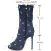 imageSHEMEE Womens Peep Toe Denim Boots Stiletto Heels Summer Zipper Jeans Boot High Heeled Sandals ShoesShort Blue