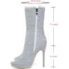imageSHEMEE Womens Peep Toe Denim Boots Stiletto Heels Summer Zipper Jeans Boot High Heeled Sandals ShoesShort Off White