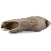 imageSHEMEE Womens Peep Toe Kitten Heels Ankle Boots Faux Suede Hollow Out High Heel Sandals Summer Booties Shoes with Back ZipperBeige