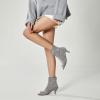 imageSHEMEE Womens Peep Toe Kitten Heels Ankle Boots Faux Suede Hollow Out High Heel Sandals Summer Booties Shoes with Back ZipperGrey