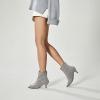imageSHEMEE Womens Peep Toe Kitten Heels Ankle Boots Faux Suede Hollow Out High Heel Sandals Summer Booties Shoes with Back ZipperGrey