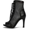 imageSHEMEE Womens Peep Toe Mesh Lace Up High Heels Ankle Boots Summer Fishnet Opentoe Stilettos Sandals BootiesBlack