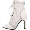 imageSHEMEE Womens Peep Toe Mesh Lace Up High Heels Ankle Boots Summer Fishnet Opentoe Stilettos Sandals BootiesWhite