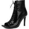 imageSHEMEE Womens High Heeled Sandals Square Open Toe Laced Zipper Stiletto Heels Ankle Booties Dance Party Dress ShoesBlack