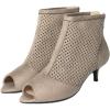 imageSHEMEE Womens Peep Toe Kitten Heels Ankle Boots Faux Suede Hollow Out High Heel Sandals Summer Booties Shoes with Back ZipperBeige